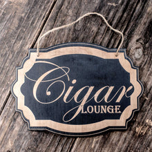 Load image into Gallery viewer, Cigar Lounge - Black Door Sign 7x9.5in