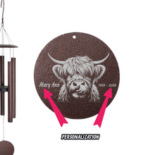 Load image into Gallery viewer, Wind Chime - PERSONALIZED - Highland Cow - Powder coated