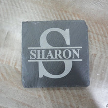 Load image into Gallery viewer, 15oz PERSONALIZED - Stemless Wine Glass + Coaster - Split letter monogram