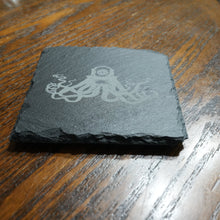 Load image into Gallery viewer, 15oz Stemless Wine Glass Set - Steampunk Octopus + Slate Coaster
