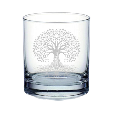 Rocks Glass - Celtic Tree of Life - Double Old Fashioned