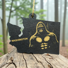 Load image into Gallery viewer, Ornament - Black - Washington State with Bigfoot