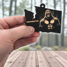 Load image into Gallery viewer, Ornament - Black - Washington State with Bigfoot