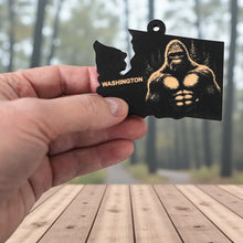 Load image into Gallery viewer, Ornament - Black - Washington State with Bigfoot