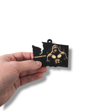 Load image into Gallery viewer, Ornament - Black - Washington State with Bigfoot