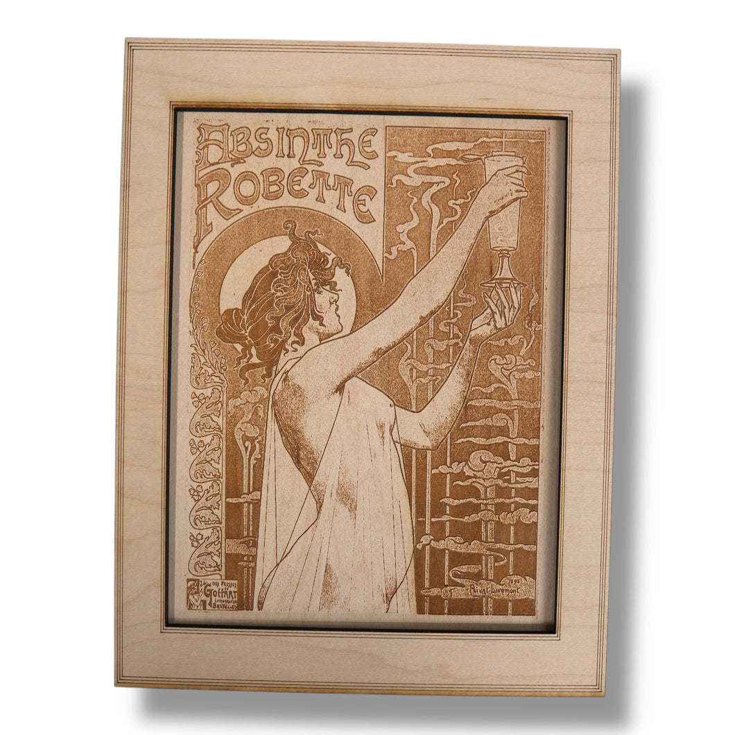 Framed Art - Absinthe Robette - 10x8 Inches - Raw wood