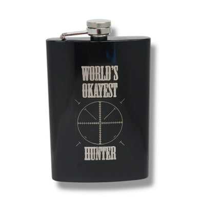 8oz BLACK World's Okayest Hunter Flask