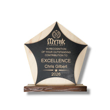 Load image into Gallery viewer, Award - PERSONALIZED - Trophy Award 1 - Black on Raw Wood