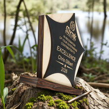 Load image into Gallery viewer, Award - PERSONALIZED - Trophy Award 1 - Black on Raw Wood