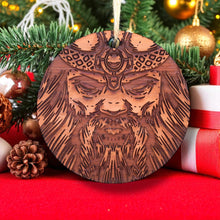 Load image into Gallery viewer, Viking Warrior - Raw Cedar Ornament 3x3in