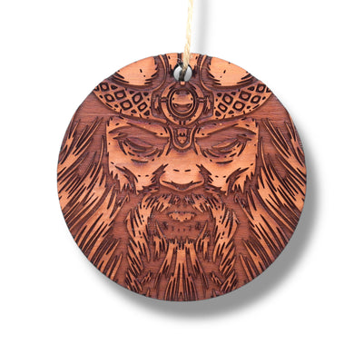 Viking Warrior - Raw Cedar Ornament 3x3in