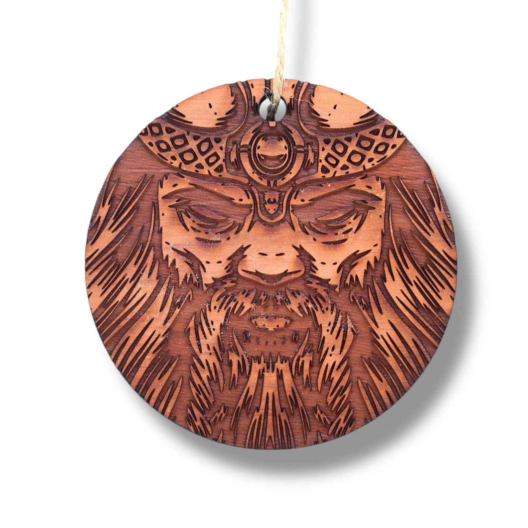 Viking Warrior - Raw Cedar Ornament 3x3in