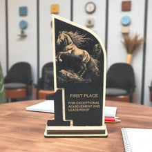 Load image into Gallery viewer, Award - Trophy - CUSTOM - Horse - 1st 2nd 3rd Place - 9x5 Inches