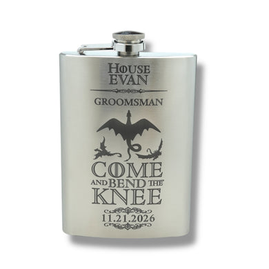 8oz Come and Bend the Knee Stainless Steel Flask CUSTOM PERSONALIZED
