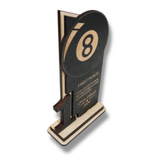 Load image into Gallery viewer, Trophy Award - PERSONALIZED - Billiards Pool - 1st 2nd 3rd Place - 9x5 Inches