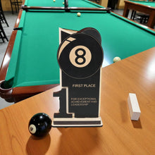 Load image into Gallery viewer, Trophy Award - CUSTOM - Billiards Pool - 1st 2nd 3rd Place - 9x5 Inches