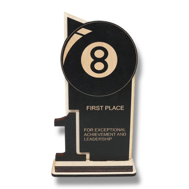 Trophy Award - CUSTOM - Billiards Pool - 1st 2nd 3rd Place - 9x5 Inches