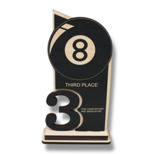 Load image into Gallery viewer, Trophy Award - CUSTOM - Billiards Pool - 1st 2nd 3rd Place - 9x5 Inches