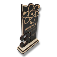 Load image into Gallery viewer, Trophy Award - PERSONALIZED - Science - 1st 2nd 3rd Place - 9x5 Inches