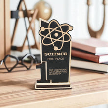 Load image into Gallery viewer, Trophy Award - CUSTOM - Science - 1st 2nd 3rd Place - 9x5 Inches