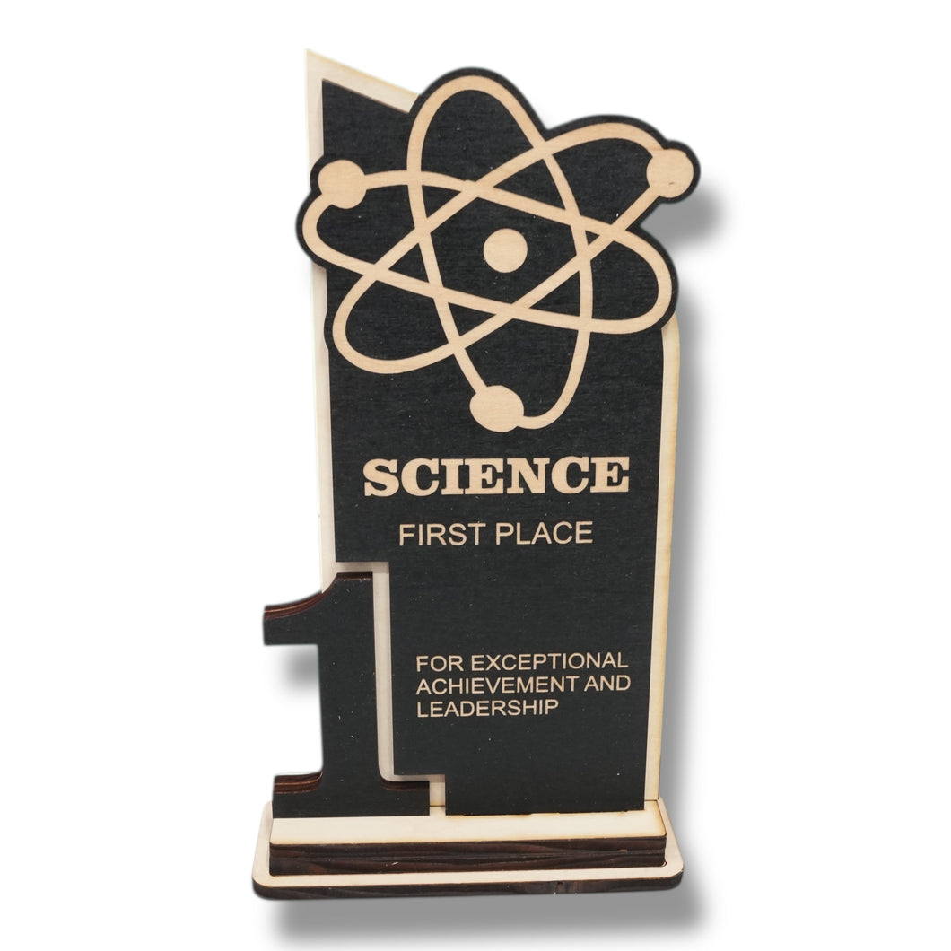 Trophy Award - CUSTOM - Science - 1st 2nd 3rd Place - 9x5 Inches