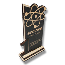 Load image into Gallery viewer, Trophy Award - CUSTOM - Science - 1st 2nd 3rd Place - 9x5 Inches