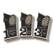 Load image into Gallery viewer, Trophy Award - PERSONALIZED - Darts - 1st 2nd 3rd Place - 9x5 Inches