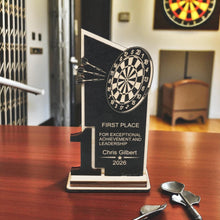 Load image into Gallery viewer, Trophy Award - PERSONALIZED - Darts - 1st 2nd 3rd Place - 9x5 Inches