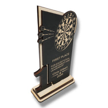 Load image into Gallery viewer, Trophy Award - PERSONALIZED - Darts - 1st 2nd 3rd Place - 9x5 Inches