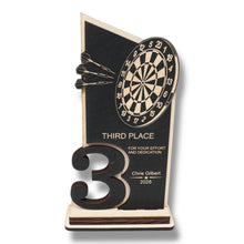 Load image into Gallery viewer, Trophy Award - PERSONALIZED - Darts - 1st 2nd 3rd Place - 9x5 Inches