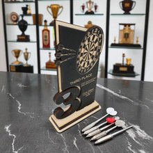 Load image into Gallery viewer, Trophy Award - PERSONALIZED - Darts - 1st 2nd 3rd Place - 9x5 Inches