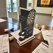 Load image into Gallery viewer, Trophy Award - PERSONALIZED - Darts - 1st 2nd 3rd Place - 9x5 Inches
