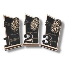 Load image into Gallery viewer, Trophy Award - CUSTOM - Darts - 1st 2nd 3rd Place - 9x5 Inches