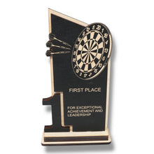Load image into Gallery viewer, Trophy Award - CUSTOM - Darts - 1st 2nd 3rd Place - 9x5 Inches