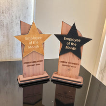 Load image into Gallery viewer, Trophy Award CEDAR  - PERSONALIZED - Employee of the Month - 9x5 Inches