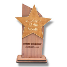 Load image into Gallery viewer, Trophy Award CEDAR  - PERSONALIZED - Employee of the Month - 9x5 Inches