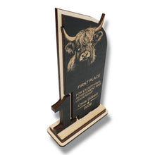 Load image into Gallery viewer, Trophy Award - PERSONALIZED - Highland Cow - 1st 2nd 3rd Place - 9x5 Inches