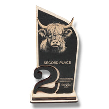 Load image into Gallery viewer, Trophy Award - PERSONALIZED - Highland Cow - 1st 2nd 3rd Place - 9x5 Inches