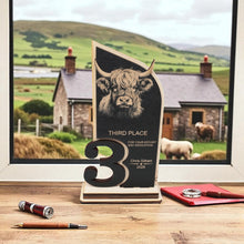 Load image into Gallery viewer, Trophy Award - PERSONALIZED - Highland Cow - 1st 2nd 3rd Place - 9x5 Inches