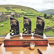 Load image into Gallery viewer, Trophy Award - CUSTOM - Highland Cow - 1st 2nd 3rd Place - 9x5 Inches