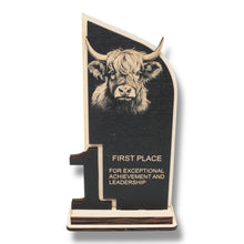 Load image into Gallery viewer, Trophy Award - CUSTOM - Highland Cow - 1st 2nd 3rd Place - 9x5 Inches