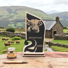 Load image into Gallery viewer, Trophy Award - CUSTOM - Highland Cow - 1st 2nd 3rd Place - 9x5 Inches