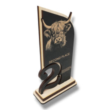 Load image into Gallery viewer, Trophy Award - CUSTOM - Highland Cow - 1st 2nd 3rd Place - 9x5 Inches