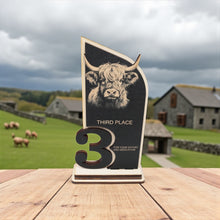 Load image into Gallery viewer, Trophy Award - CUSTOM - Highland Cow - 1st 2nd 3rd Place - 9x5 Inches