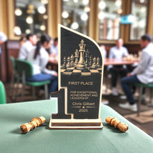 Load image into Gallery viewer, Trophy Award - PERSONALIZED - Chess - 1st 2nd 3rd Place - 9x5 Inches