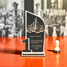 Load image into Gallery viewer, Trophy Award - PERSONALIZED - Chess - 1st 2nd 3rd Place - 9x5 Inches