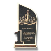 Load image into Gallery viewer, Trophy Award - PERSONALIZED - Chess - 1st 2nd 3rd Place - 9x5 Inches