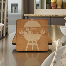 Load image into Gallery viewer, The Grillfather Coaster Set of two 4x4in Raw Wood