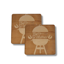 Load image into Gallery viewer, The Grillfather Coaster Set of two 4x4in Raw Wood