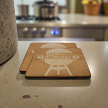 Load image into Gallery viewer, The Grillfather Coaster Set of two 4x4in Raw Wood